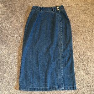 Ruff hewn vintage denim midi skirt